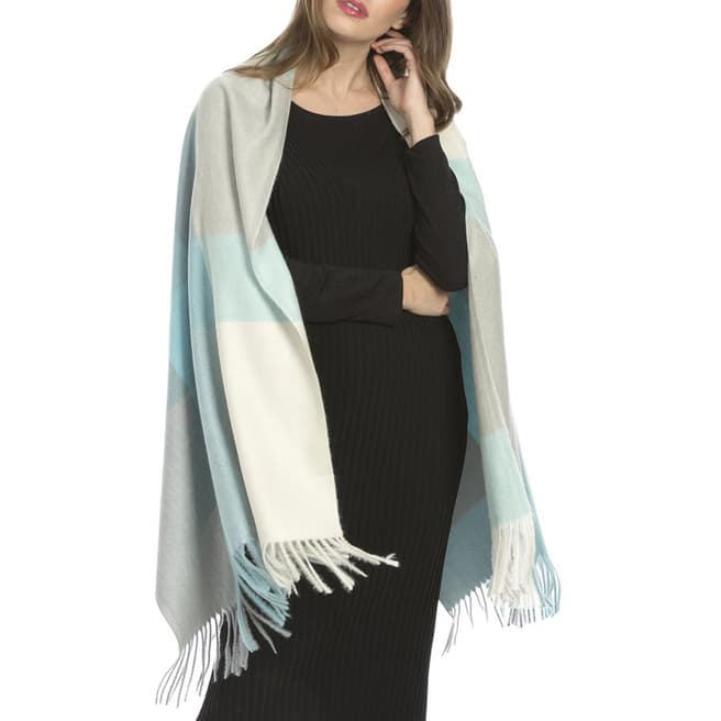 JayLey Collection Blue and Grey Cashmere Blend Wrap