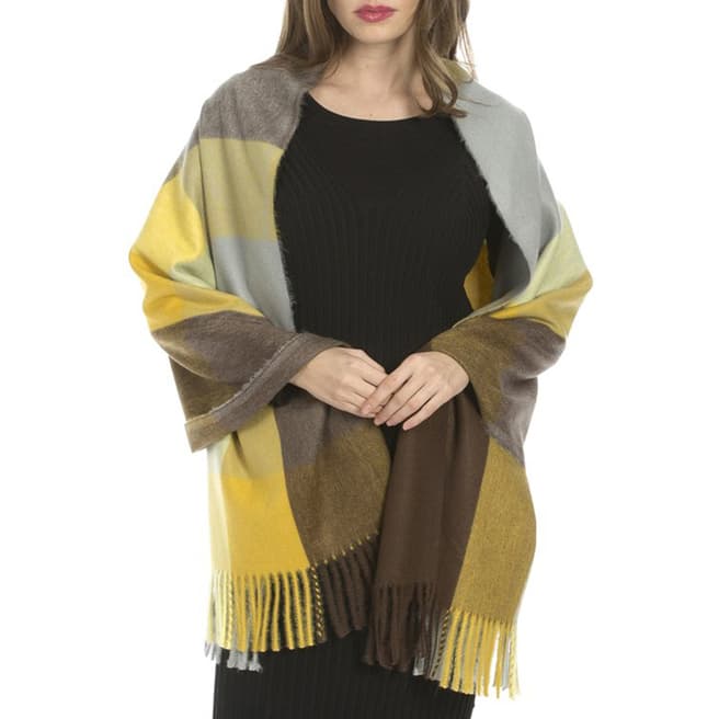 JayLey Collection Mustard and Grey Cashmere Blend Wrap