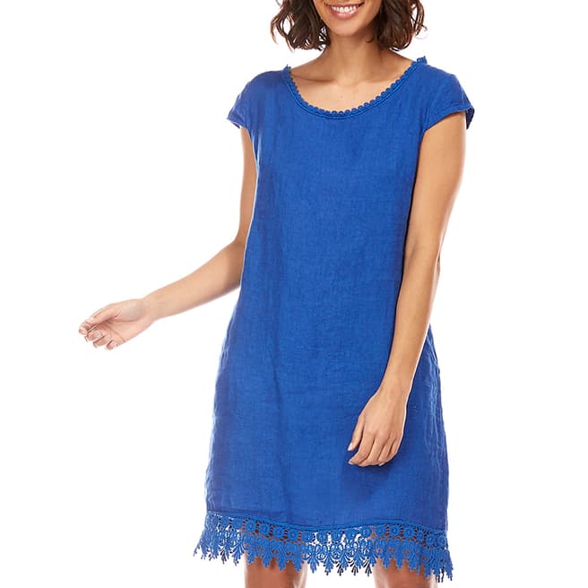 LE MONDE DU LIN Blue Mini Linen Dress