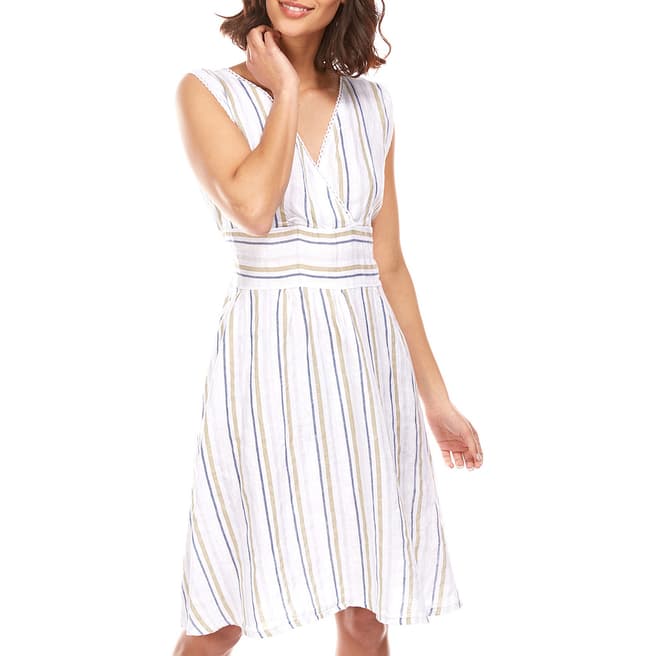 LE MONDE DU LIN White Stripe Linen Dress