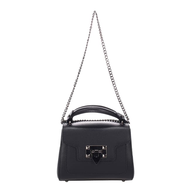 Lisa Minardi Black Leather Top Handle Chain Bag