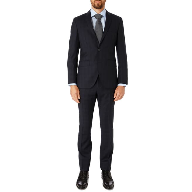 Hackett London Navy Classic Check Wool Suit