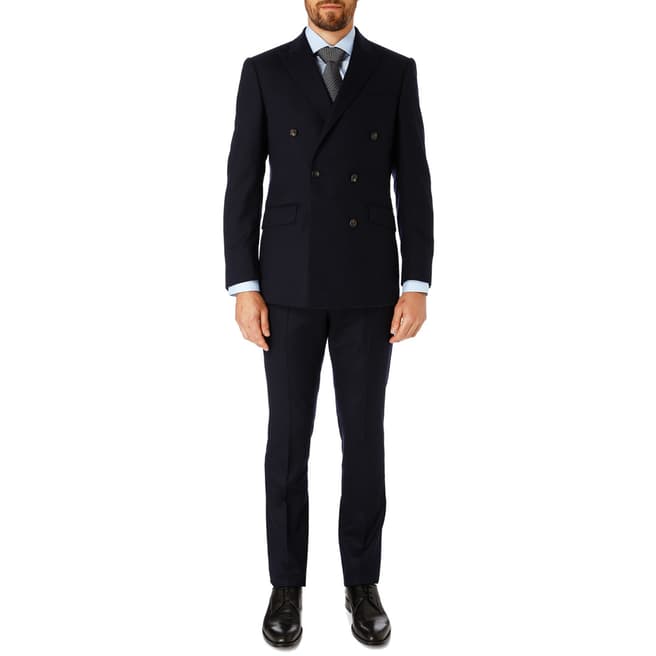Hackett London Navy Mayfair Flannel Wool Suit