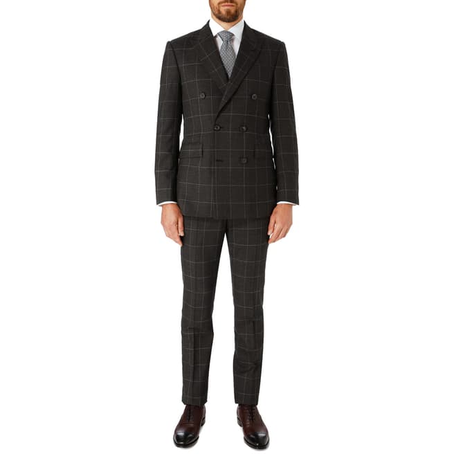 Hackett London Charcoal Mayfair Check Wool Suit