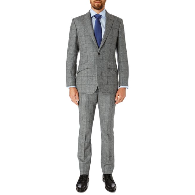 Hackett London Grey Check Mayfair Tailored Wool Suit