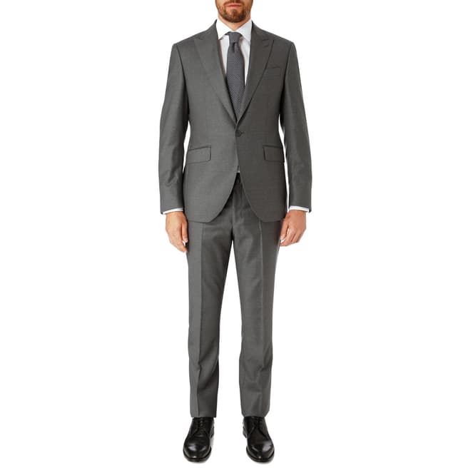 Hackett London Grey Twill Tailored Wool Suit