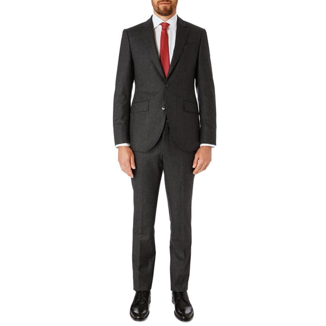 Hackett London Dark Grey Flannel Tailored Wool Suit