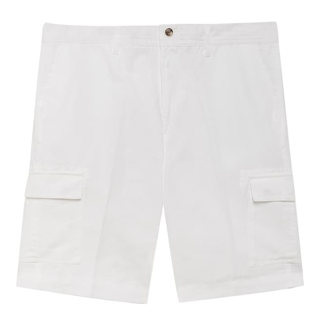 Hackett London White Cargo Cotton/Linen Shorts
