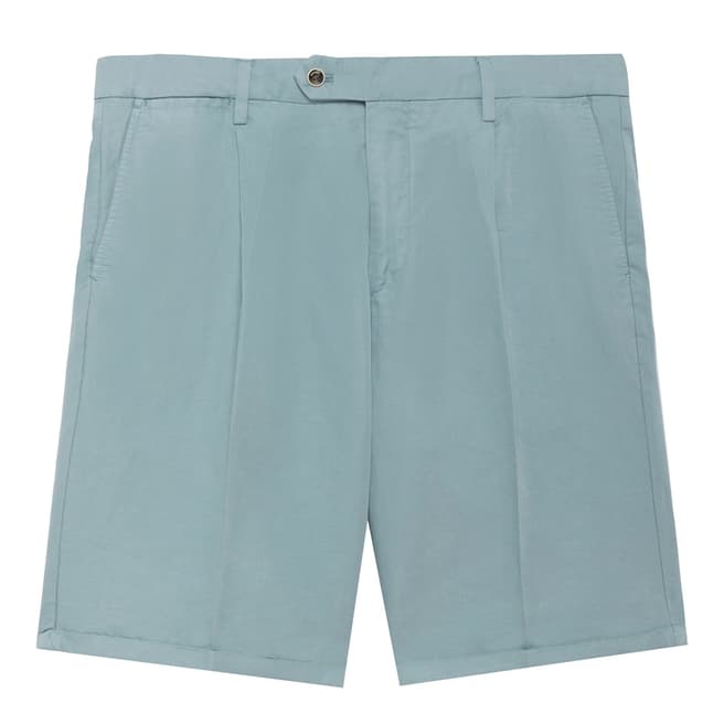 Hackett London Blue Garment Dye Cotton/Linen Shorts