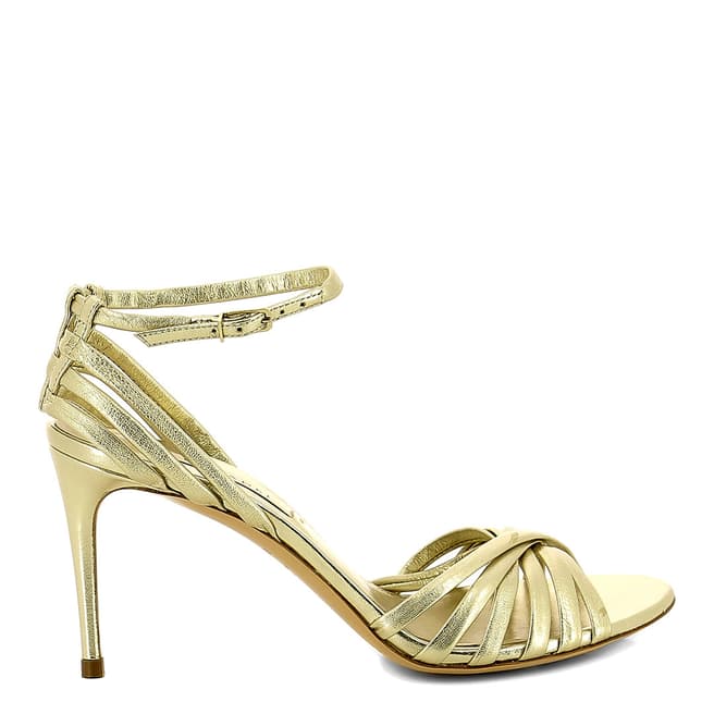 Casadei Gold Metallic Leather Strappy Stiletto Heels