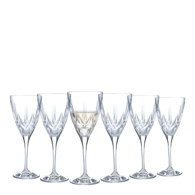 RCR Crystal Set of 6 Chic Luxion Crystal White Wine Glasses, 280ml