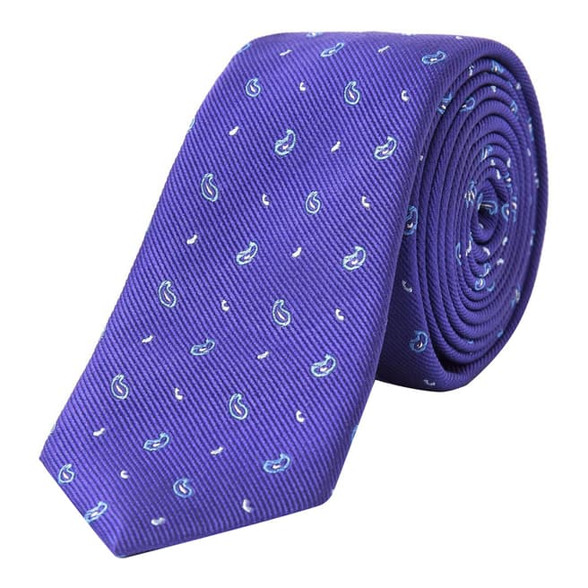 Paul Costelloe Purple Silk Micro Paisley Tie