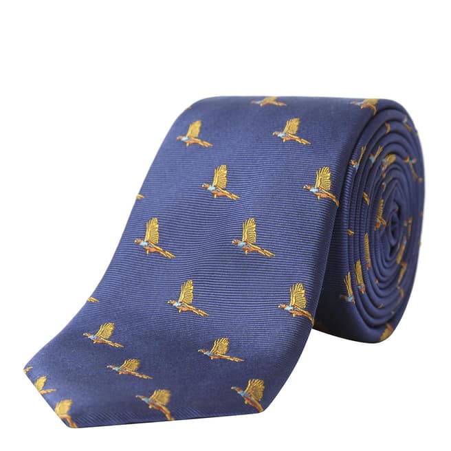 Paul Costelloe Navy Silk Bird Tie