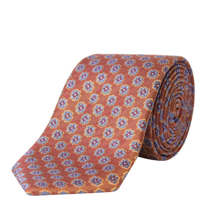 Paul Costelloe Orange Floral Silk Tie