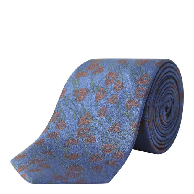 Paul Costelloe Blue Floral Silk Tie