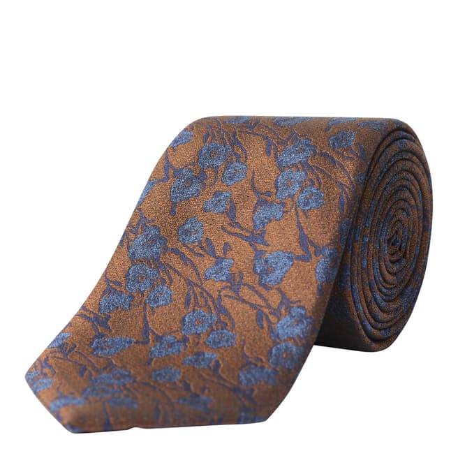 Paul Costelloe Orange Floral Silk Tie