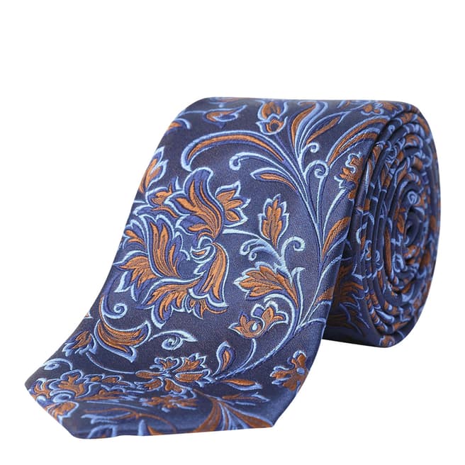 Paul Costelloe Orange Bold Floral Silk Tie