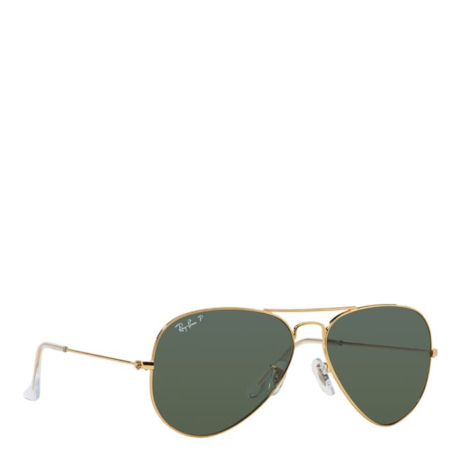 Ray-Ban Womens Gold/Green Ray-Ban Aviator Sunglasses 58mm