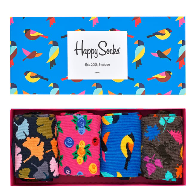 Happy Socks Blue Bird Happy Sock 4 Pack Gift Boxes