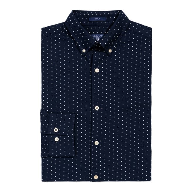 Gant Navy Cotton Regular Dot Shirt