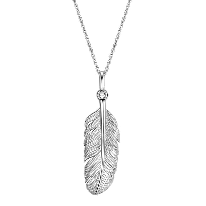 Clara Copenhagen Silver Feather Pendant Necklace