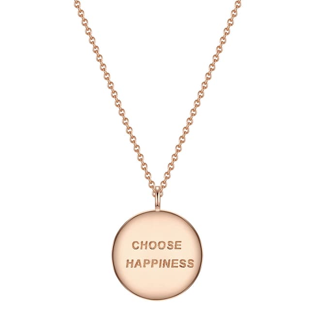 Clara Copenhagen Rose Gold Choose Happiness Pendant Necklace