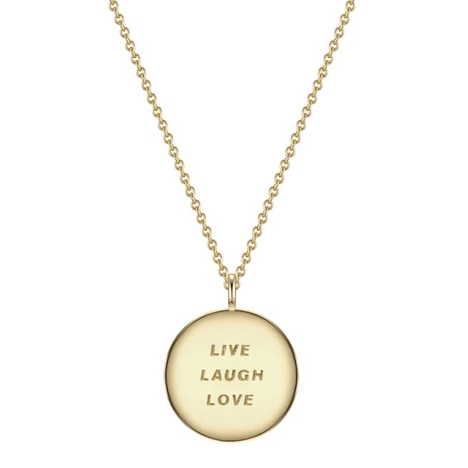 Clara Copenhagen Yellow Gold Live Laugh Love Pendant Necklace
