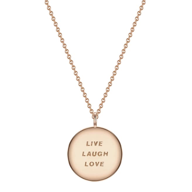Clara Copenhagen Rose Gold Live Laugh Love Pendant Necklace