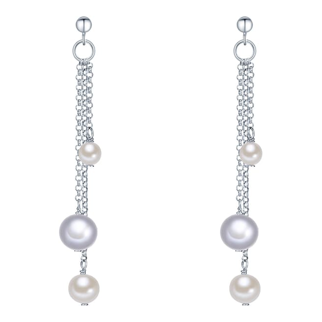 Clara Copenhagen White Grey Drop Pearl Earrings