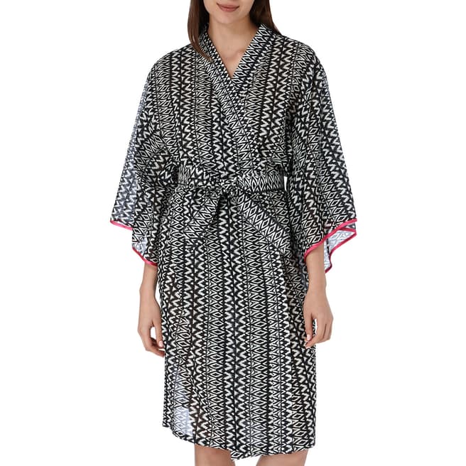Cottonreal Black Aztec Deluxe Voile Kimono Robe