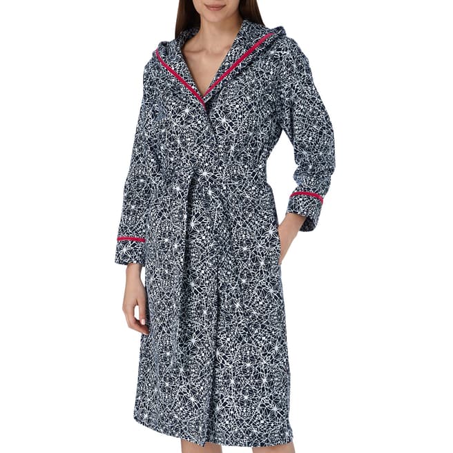 Cottonreal Midnight Blue Super Twill Geo Abstract Grace Hoodie Robe