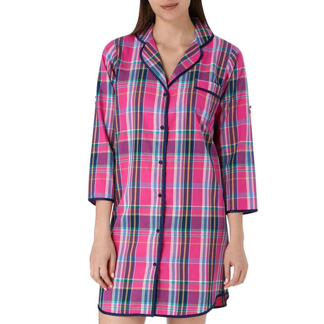 Cottonreal Midnight Pink Super Check and Stripe Nightshirt