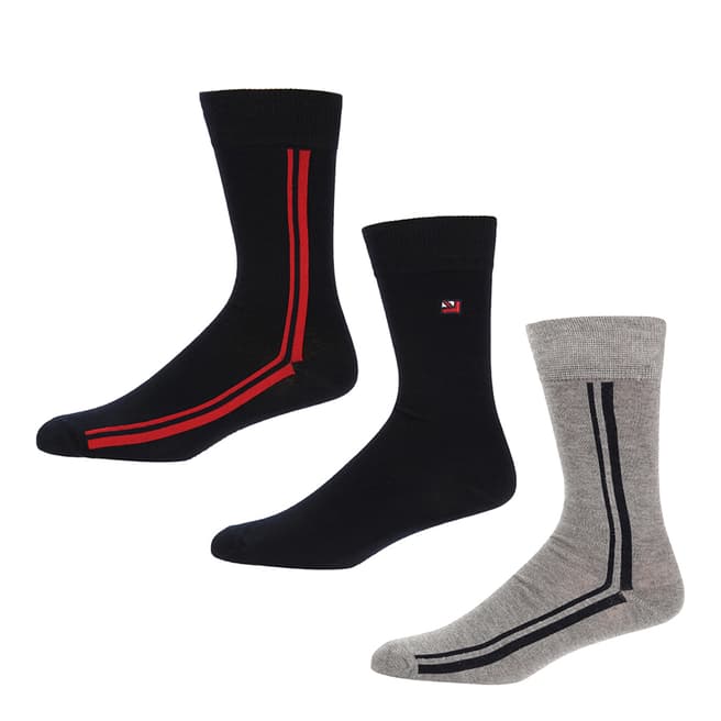 Ben Sherman Black/Grey Marl/Navy 3 Pack Socks