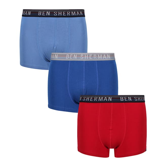 Ben Sherman Summer Blue/True Blue/Chilli Pepper 3 Pack Boxers