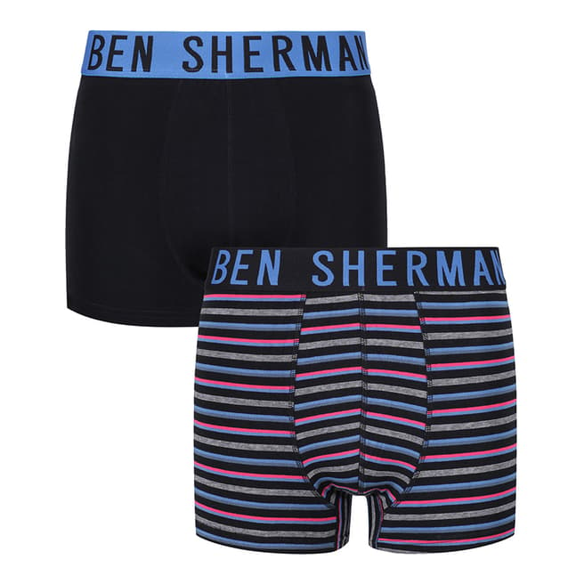 Ben Sherman Black/Black Stripey 2 Pack Boxers