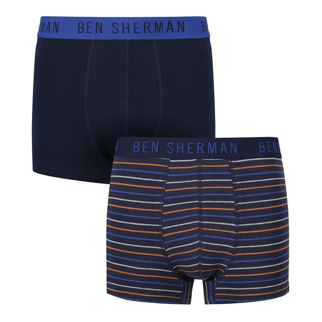 Ben Sherman Navy/Navy Stripe 2 Pack Boxers
