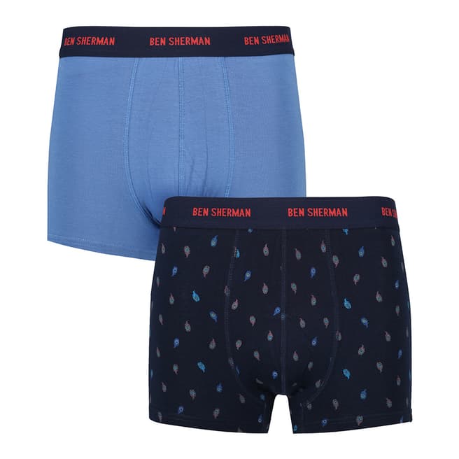 Ben Sherman Blue/Navy with Paisley Print 2 Pack Boxers