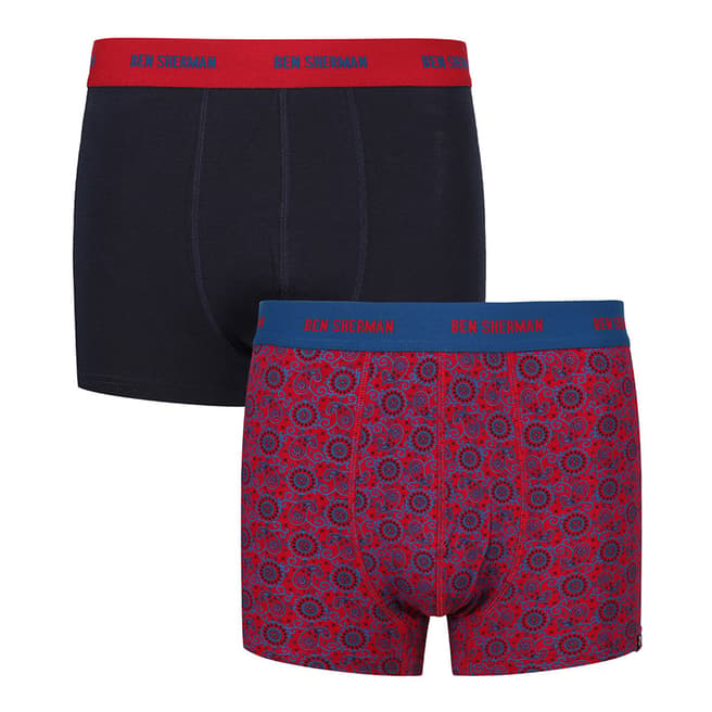 Ben Sherman Chilli Red Paisley/Navy 2 Pack Boxers