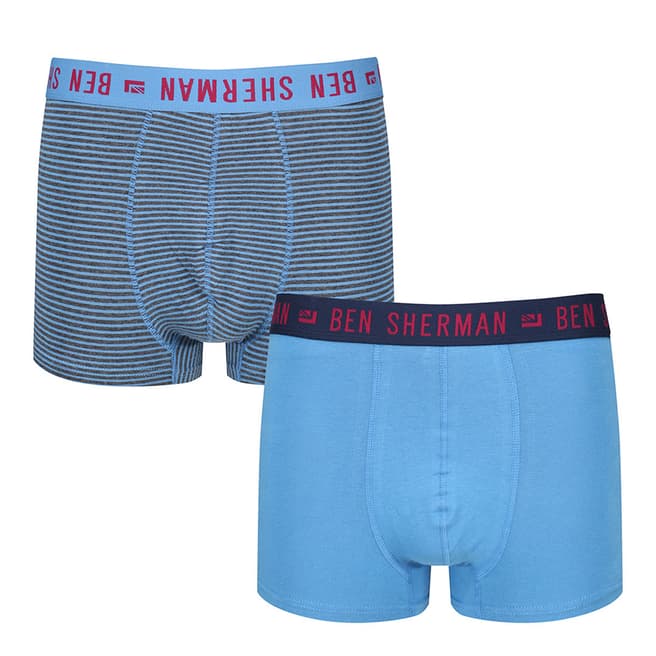 Ben Sherman Parisian Blue/Marl Stripe 2 Pack Boxers