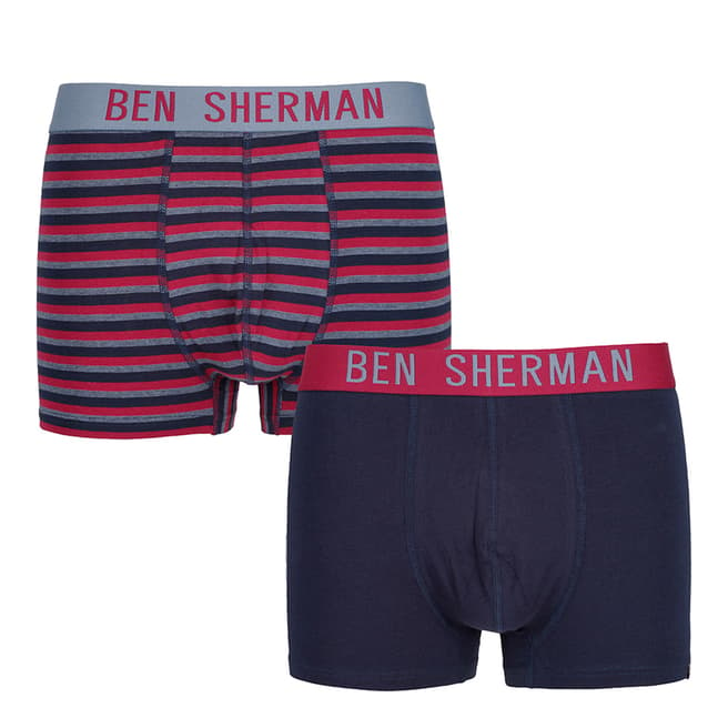 Ben Sherman Navy Stripe / Navy Blazer 2 Pack Boxers