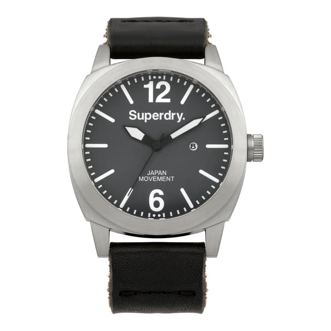 Superdry Matte Grey Thor Heavy Hide Leather Strap Watch