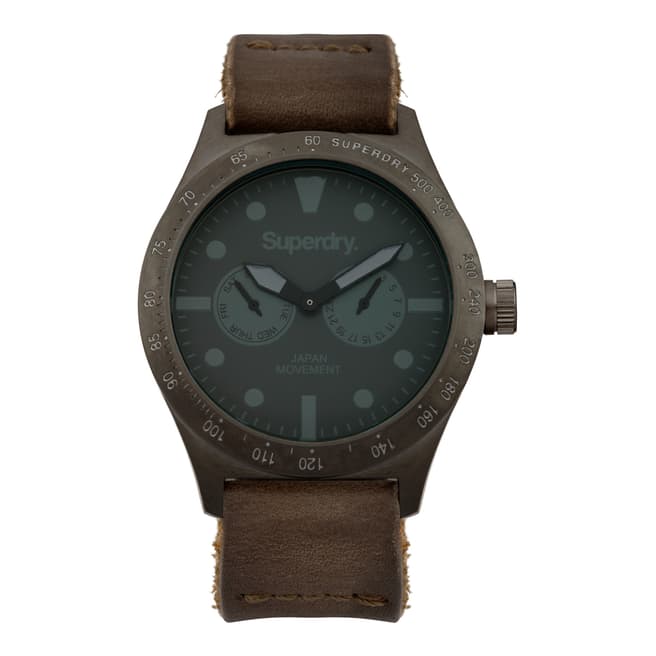 Superdry Matte Black Triton Multi Leather Strap Watch