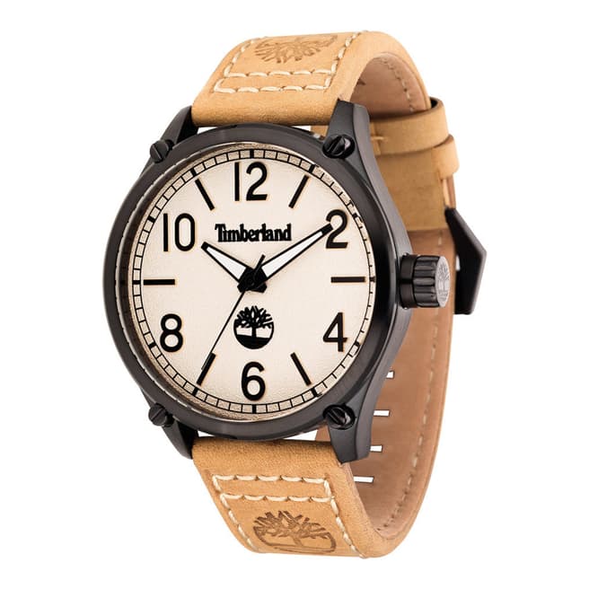 Timberland Beige Leighton Leather Strap Watch
