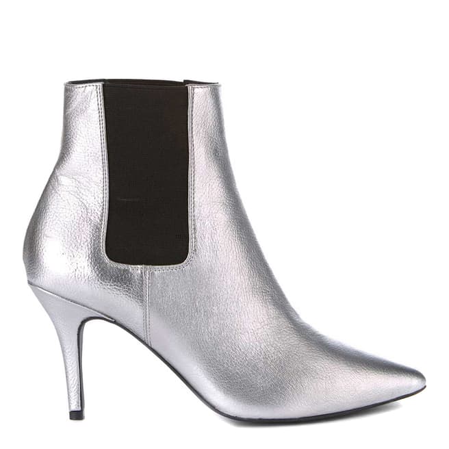 Mint Velvet Silver Zara Kitten Heel Boot