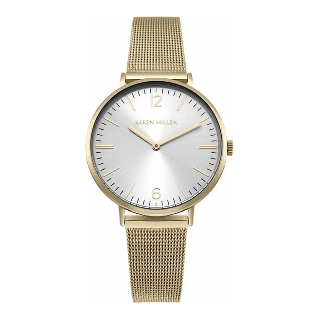 Karen Millen Satin White Polished Mesh Bracelet Watch