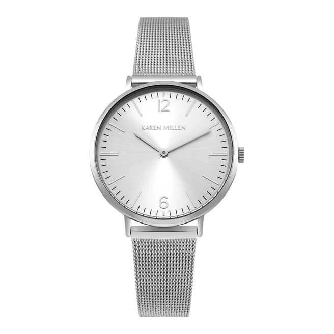 Karen Millen Satin White Mesh Bracelet Watch