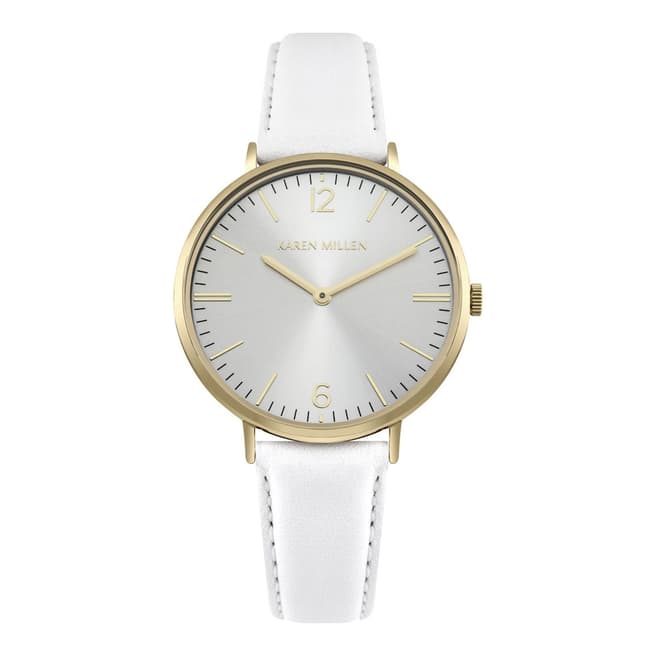 Karen Millen White Sunray Polished Leather Strap Watch