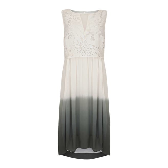 Mint Velvet Grey/White Lace Ombre Cocoon Dress