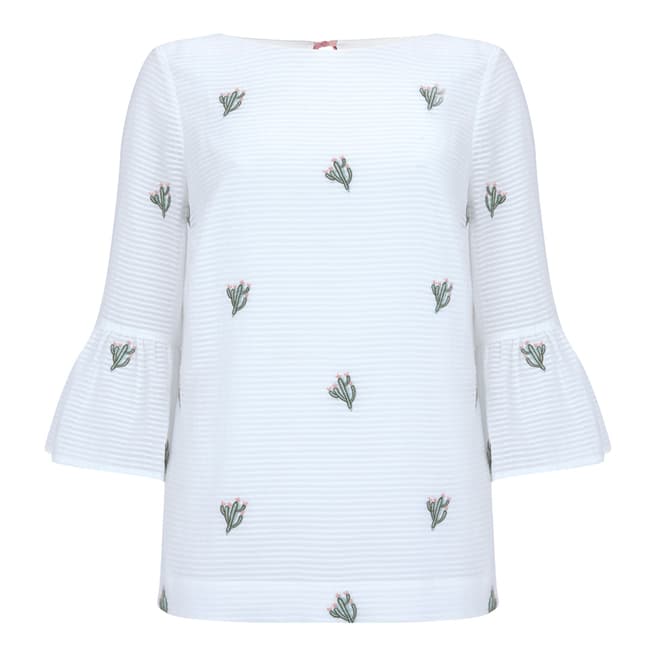 Mint Velvet Ivory Cactus Embroidered Top
