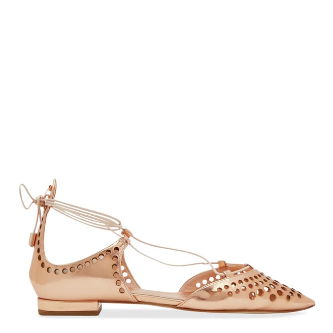 Ted Baker Rose Gold Metallic Lace Up Flats